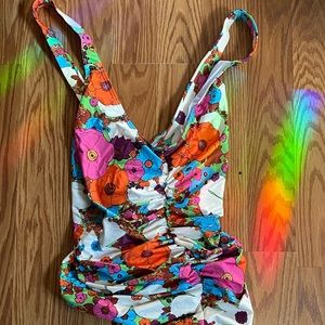 NWT 4X Wray Swimsuit NEVER WORN Acid Floral Print GORGEOUS PRINT